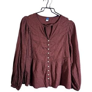 Embroidered Eyelet Blouse/ Top/Shirt